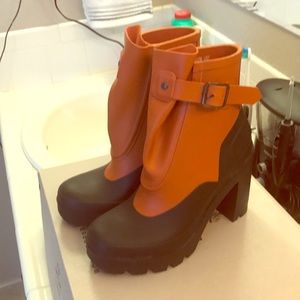 Hunter Orange and Black Winter Boots
